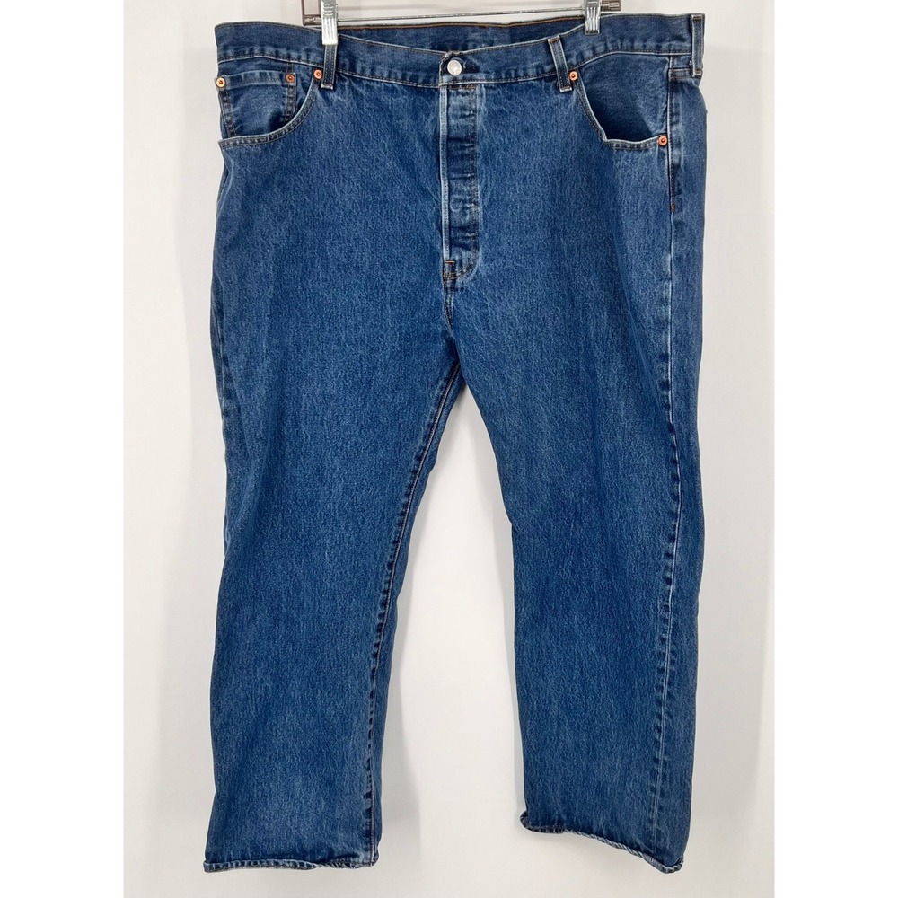 Levis 501 Original Fit Button Fly Blue Denim Jeans Mens 46x30 Medium Wash‎